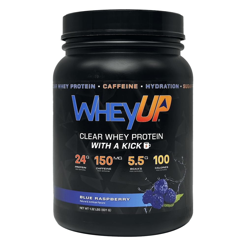 Lean Clear Whey Isolate - 24g Protein + 150mg Caffeine - Blue Raspberry - Clear Whey Protein Powder - Sin azúcar - Keto-Friendly - Juice-Style Pre Post Workout Drink - 20 Servings