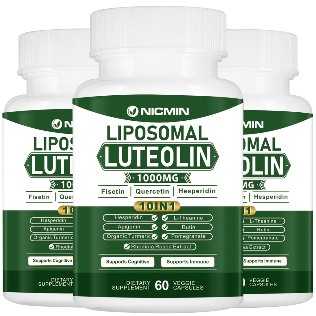 1000MG Luteolina Liposomal, Absorción Máxima, Potente Luteolina Suplemento 180 cápsulas