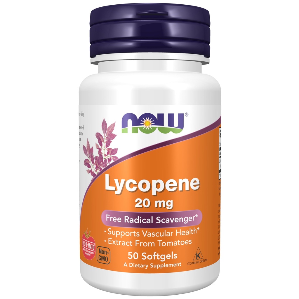AHORA Suplementos, Lycopene 20 mg con Extracto Natural de Tomates, Scavenger Radical Libre*, 50 Softgels