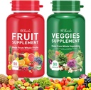 Frutas y verduras Suplemento Ingredientes Natural – 90 Frutas y 90 Cápsulas Veggie - Fórmula de Superalimentos Fresco con Vitaminas y Minerales, apoya los niveles de energía