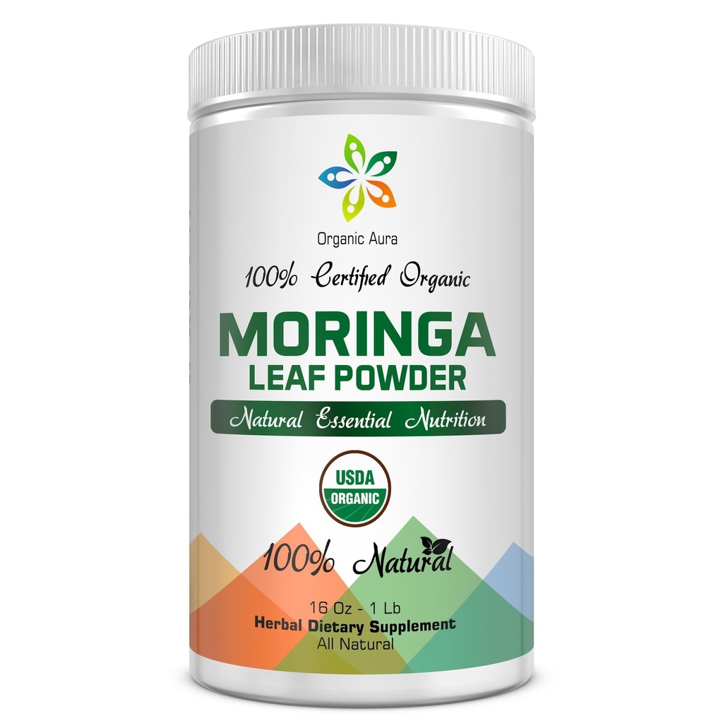 Certified Organic Moringa Leaf Powder-1Lb. USDA Certified Organic. 100% Puro y Original. Naturalmente aumenta la energía, el metabolismo y la inmunidad. Raw Green Whole Superfood. No GMO, Gluten Free