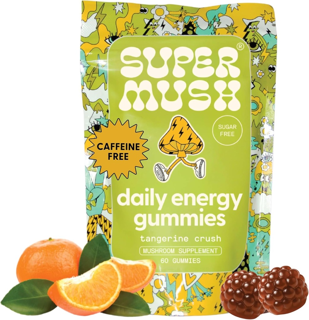 Gummies de baño de energía - Orgánica Lions Mane Suplemento con Cordyceps, Rhodiola, L-Theanine, Maca - Vegan & Sugar-Free - Energía, Focus, Stamina, Stress Reduction - 60 Gummies (30 Servings)