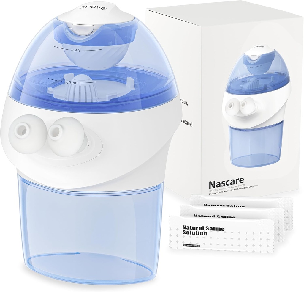 opove Nasal Irrigation System, Sinus Rinse Kit con 1 Nose Cleaner & 15 Salt Packets, Self-Cleaning & Automatic Waste Collection, Recargable Sinus Rinse Bottle for Relieving Nasal Discomfort