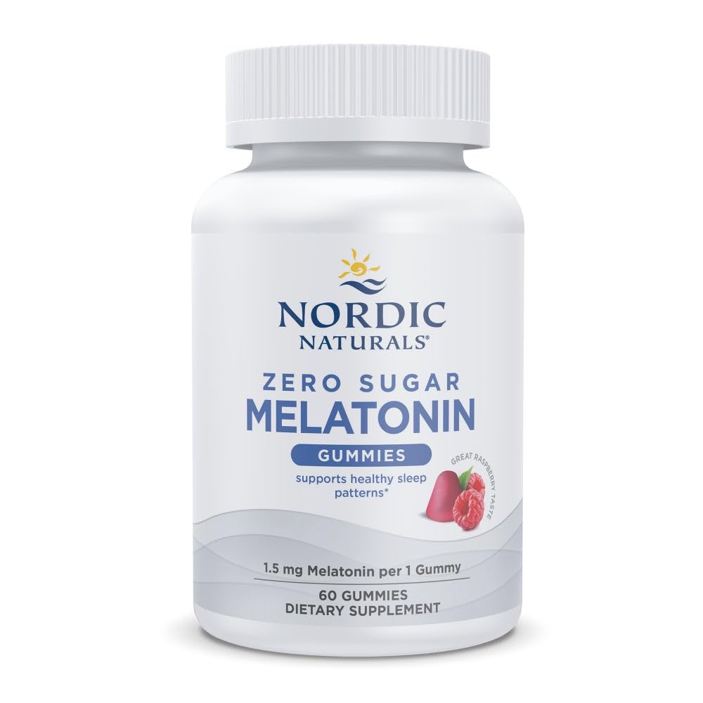 Nordic Naturals Zero Sugar Gummies Melatonin, Raspberry - 60 Gummies - 1,5 mg Melatonina - Gran Sabor - Descanso sueño, Apoyo Antioxidante - No GMO, Vegan - 60 Servimientos