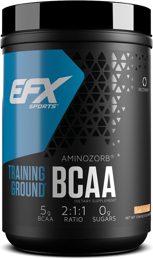 EFX Sports Training Ground BCAA  preserve Fully Stable, Highly Soluble Amino Acids Supplement TEN Pre, Intra, or Post Workout TEN Sugar Free TEN 500 Grams (Strawberry Peach)