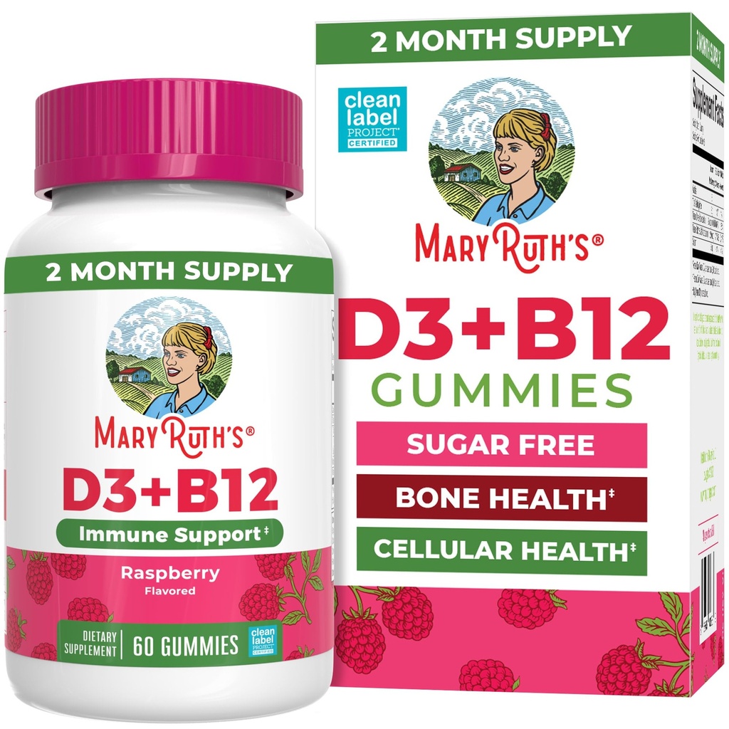 MaryRuth Orgánicas Azúcar Libre TENIDO 2 Mes de Abastecimiento TENIDO Vitamina D &amp; B12 Suplementos de Vitamina para Adultos &amp; Niños TENIDO Bone Health ANTERIOR Immune Apoyo TEN Vegan ANTE NO-GMO ANTE 60 Servimientos