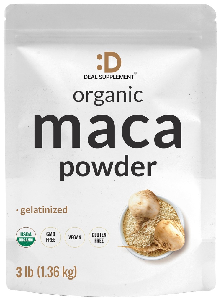Orgánica Maca Root Powder, 3lbs – Forma Gelatinizada Fácilmente – Suplemento Herbal Superfoods para Hombres Mujeres – Apoya Immune & Energy Health – Non-GMO