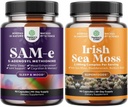 Bundle of Pure SAM-E Nootropic Brain Supplement and Organic Irish Sea Moss Capsules - Apoyo Inmune y Mood Support Supplement - Sea Moss y Bladderwrack Capsules con Burdock Root Superfood Blend