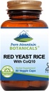 Pure Mountain Botanicals Red Yeast Rice con CoQ10 90 Kosher Vegan Capsules Ahora con 600 mg Orgánico Levadura de arroz rojo más Co Q 10