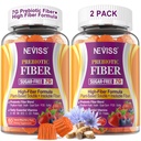 Gummies de fibra para adultos con husk de Psyllium, 7G(Soluble + Insoluble) Fibra prebiótica diaria con inulina, FOS, Guar Gum, Multivitaminas para la salud digestiva diaria, soporte de regularidad,Sugar Gratis,Pack de 2