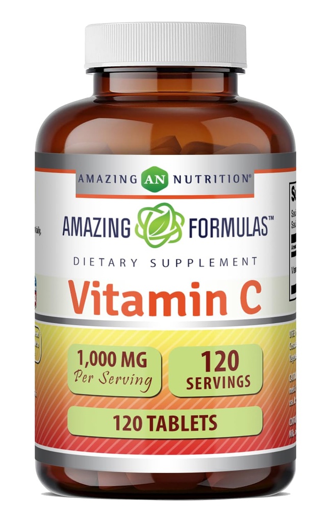 Fórmulas asombrosas Vitamina C 1000 Mg TENIDO Tablets Suplemento No-GMO TENIDO Gluten-Free TEN Made in USA (1 Pack TEN120 Count)