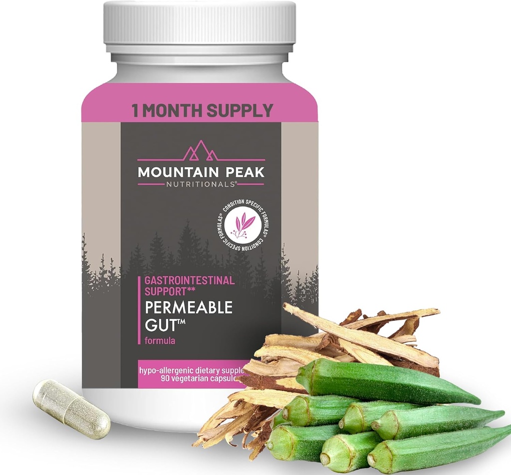 Nutricionales de pico de montaña Permeable Gut Formula - Ayuda a proteger a Stomach " Intestinal Lining - Leaky Gut " Gastro Support Supplement - Hypoallergenic Dietary Supplement (90 Vegetarian Capsules)