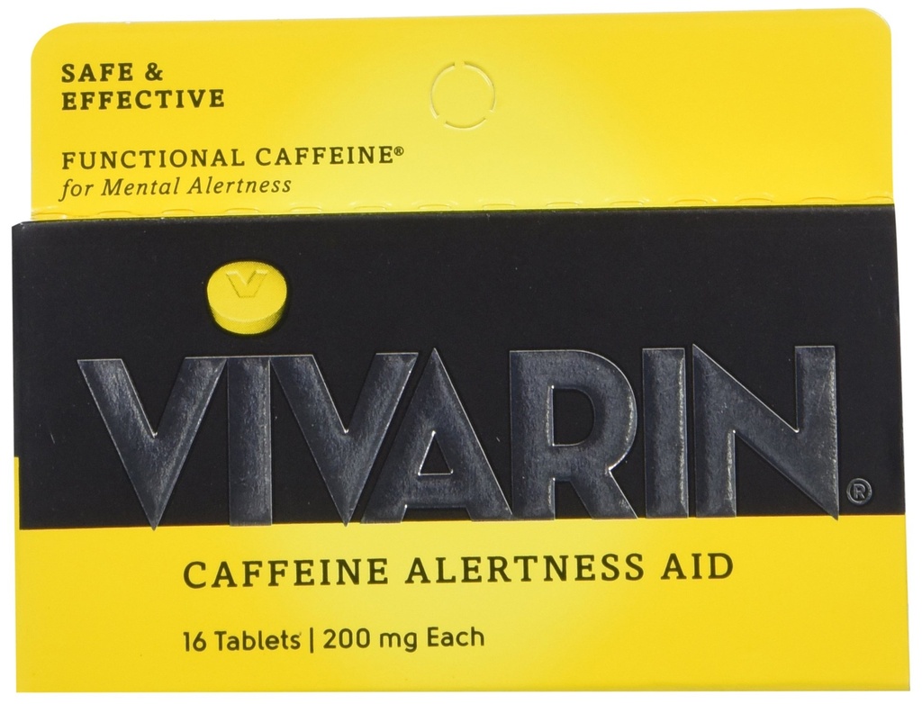 Vivarin, Caffeine Pills, 200 mg de cafeína en cada tabla, de forma segura y eficaz le ayuda a mantenerse despierto, alerta, suplemento energético, 16 Tablets - 3 Pack