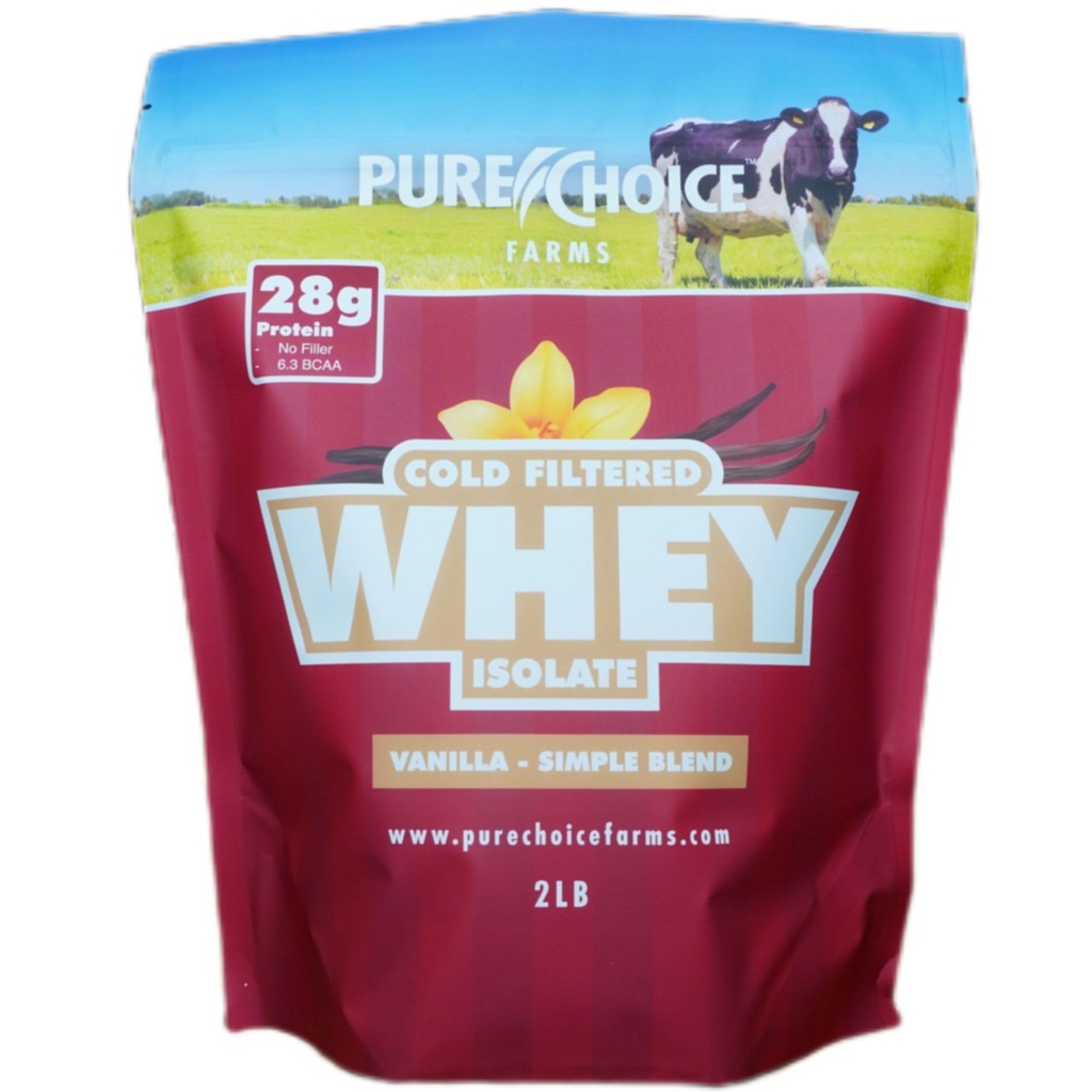 Pure Choice Vainilla Whey Protein Isolate Powder, 28g Protein, Undenatured Whey, 3 Ingredientes, No Fillers Or Sweeteners Artificial. (Vanilla, 2 libras)