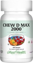 Maxi Health Chewable Vitamin D3 2000 Suplemento UI - Delicious Natural Bubble Gum Flavor - Apoya la Absorción del calcio, la inmune y la salud ósea en mujeres adultas, hombres, niños y niños pequeños - 100 chews