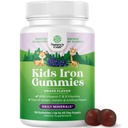 Gummies de Hierro Infantil - Suplementos de Hierro Constructor de Sangre para Niños con Gentilidad para Inmunidad más Fuerte & Energía - Vitamina B12, Folate &amp; Vitamina C Gummies - GMO Vegan &amp; Gluten Gratis para Toddlers - 90 Condes