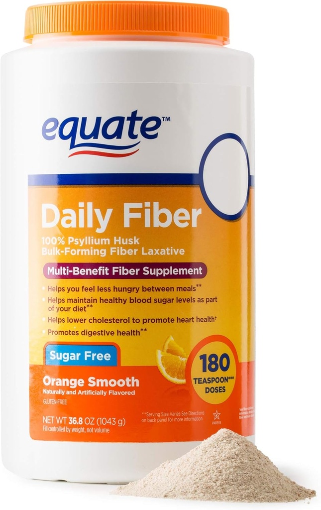 Equate - Terapia de fibra, Terapia de espuma, Sabor de naranja, Polvo, 36,8 oz, Sugar Gratis 180 Doses