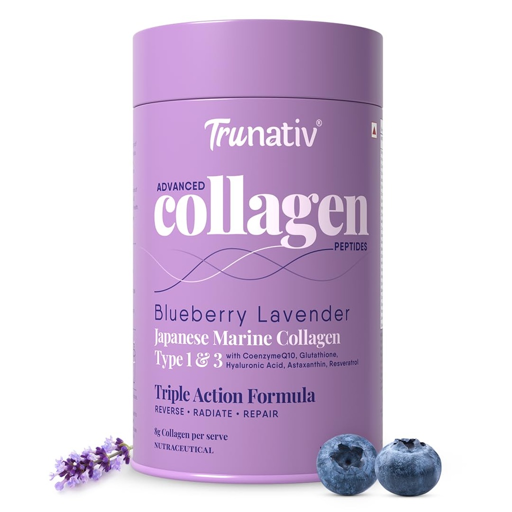 Avanzado Japonés Collagen Powder ←Tipo 1 y 3 Silenciosos Suplementos para Mujeres y Hombres con Ácido Hialurónico Silencioso Apoyo Skin Glow, Hair Growth, y Nail Strength ← Blueberry Lavender (200g)