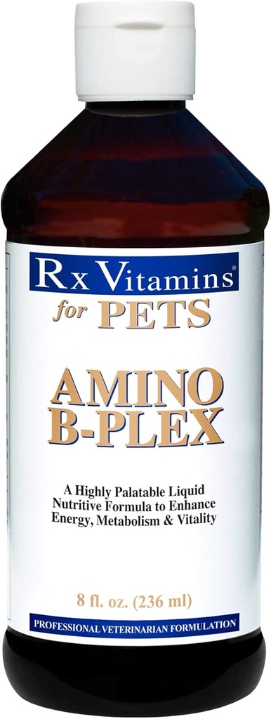 Vitaminas Rx para mascotas Amino B-Plex para perros & gatos - Nutrientes saludables Mejorar el metabolismo energético & Vitality - Bacon Flavor 8 fl. oz.