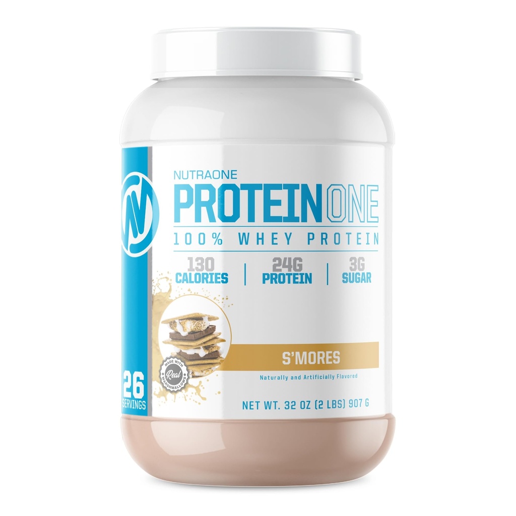 NutraOne ProteinOne Whey Protein Promover la recuperación y construir músculo con una pólvora Protein Shake para Hombres &amp; Mujeres (S'Mores - 2 lbs.)