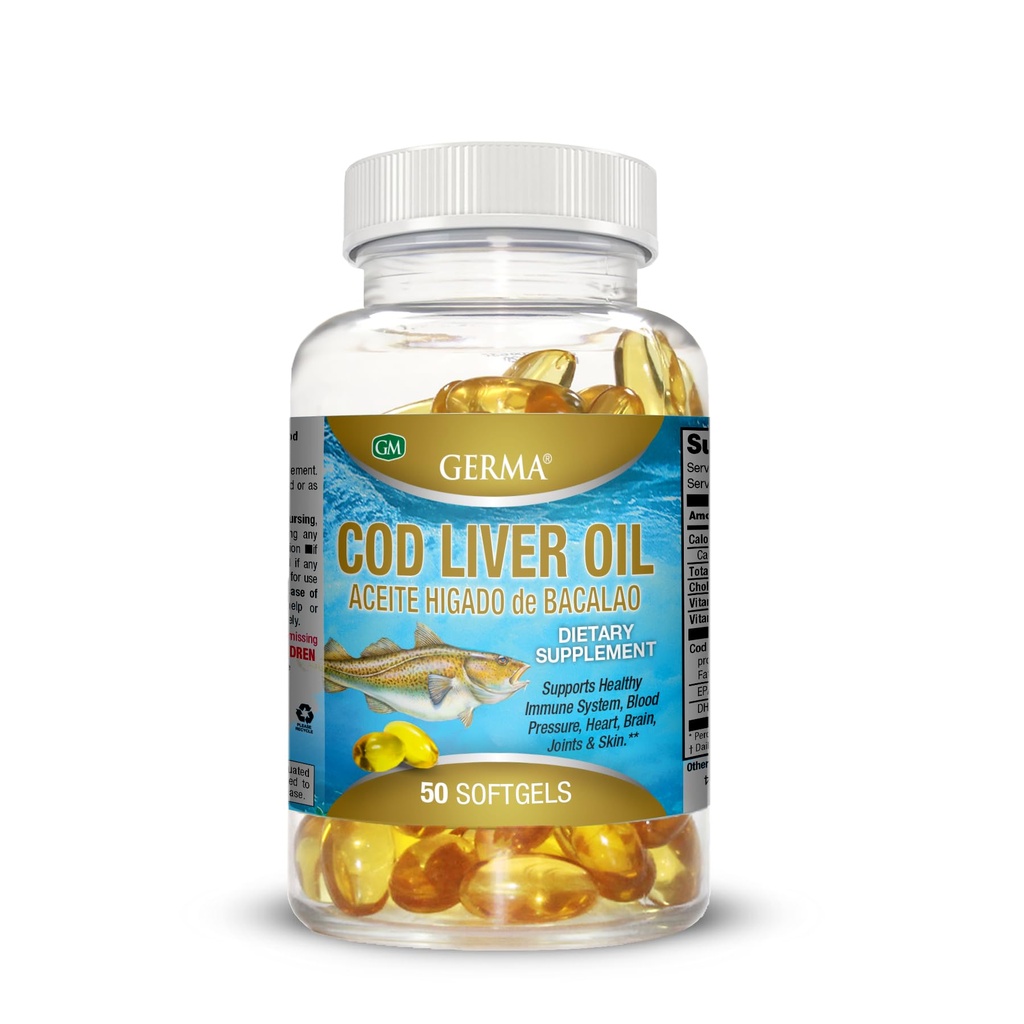 Aceite De Higado De Bacalao Capsules 100's Puro Norwegian Cod Liver Oil GERMA