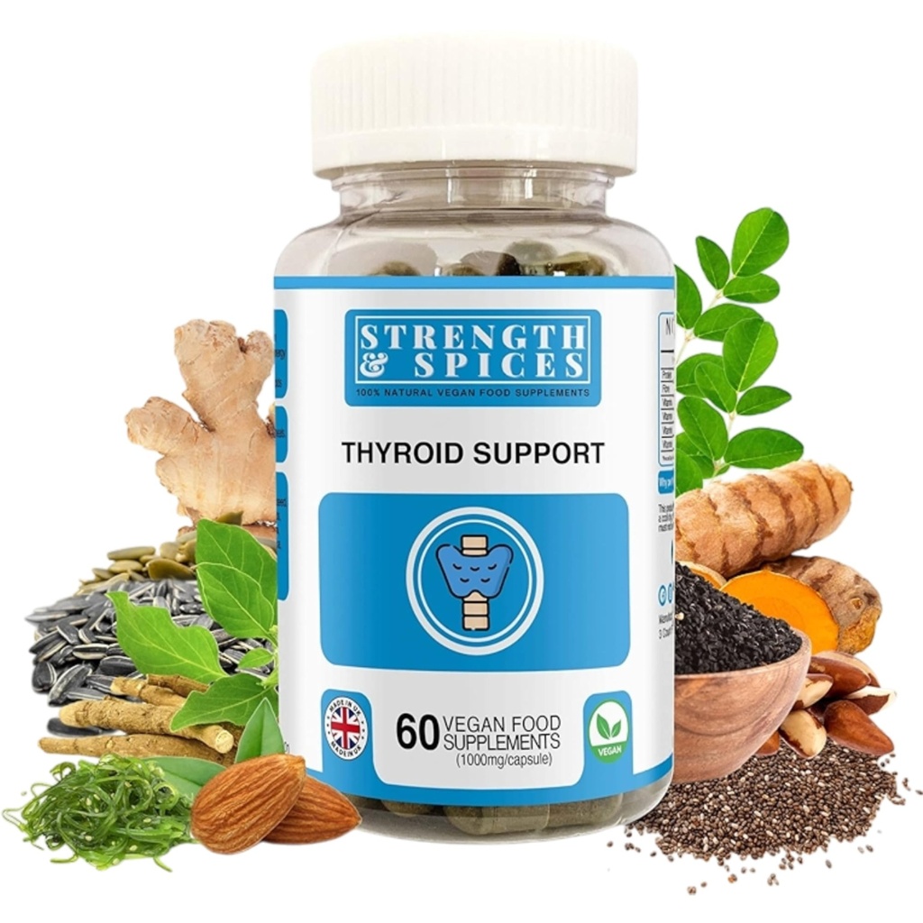 Fuerza " Especias - Soporte para tiroides, Suplemento de yodo con Maca Root, Kelp de mar, nueces de Brasil y Ashwagandha, 60 cápsulas