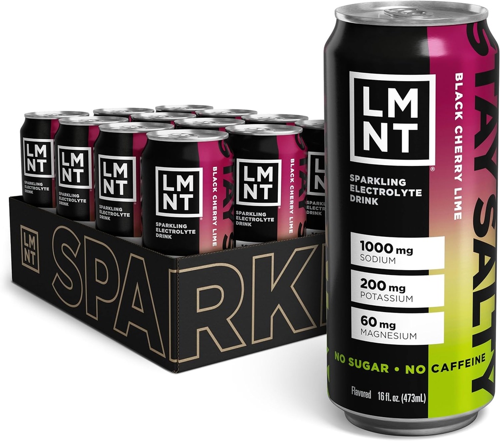 Bebe LMNT Sparkling Electrolyte Drink - Black Cherry Lime
