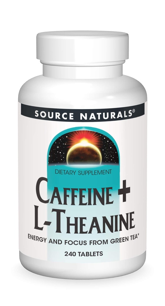 Fuente Naturals Caffeine + L-Theanine, Energy and Focus Support from Green Tea* - 240 Tablets