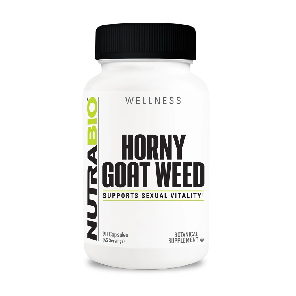 NutraBio Horny Goat Weed Extract Suplemento, 500 mg - para Hombres y Mujeres, ayuda a apoyar energía y vitalidad, 90 cápsulas vegetales