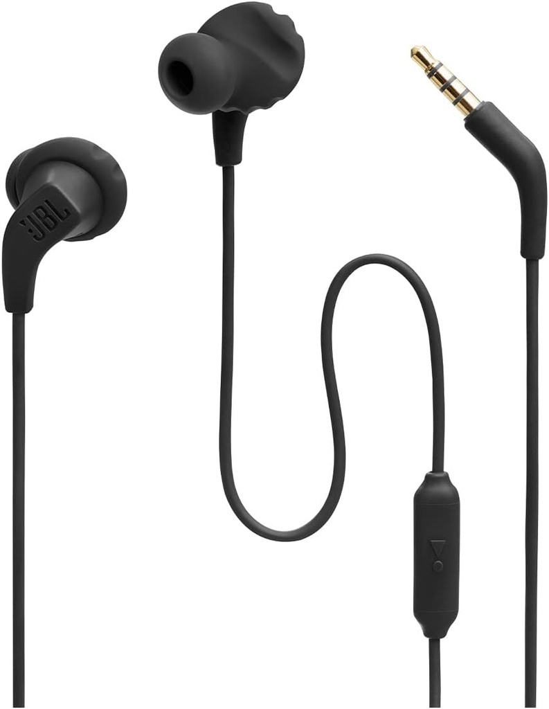 JBL Endurance Run 2 Wired - Waterproof Wired Sports in-Ear Headphones, Pure Bass Sound, Hands-Free Calls, Never Hurt. Nunca caer.