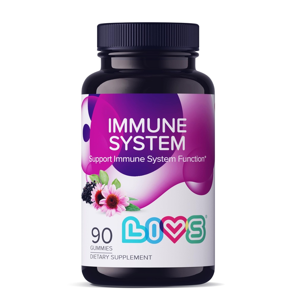 LIVS Immune System Elderberry Gummies for Adults &amp; Kids TEN Advanced Immune Support Supplement with Vitamin C, Echinacea, " Propolis ANTE Vegan " Gluten Free Gummy Vitamins Ø 200mg Elderberry/Dose -90 Ct