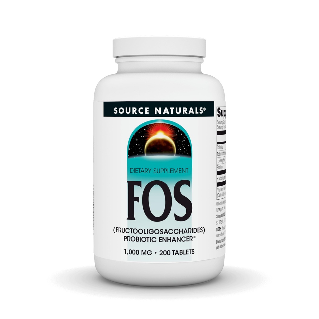 Fuente Naturales FOS 1000 mg Fructooligosaccharides Enhancer Probiótico - 200 Tablets