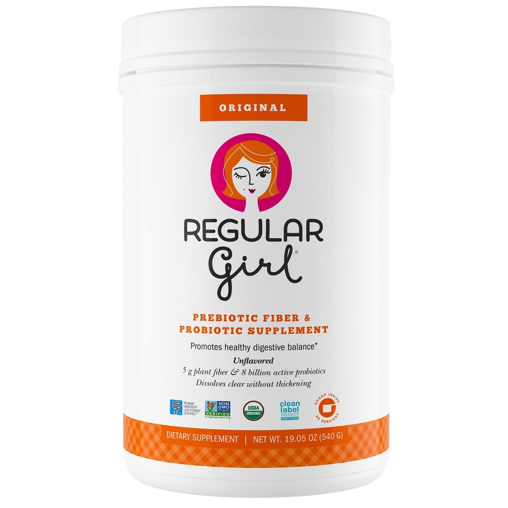 Chica Orgánica de Polvo Orgánica, Suplemento de Fibra Prebiótica y Probióticos para Mujeres, Bajo FODMAP, Abastecimiento a granel de 90 días, Desarrollado, 90 Servimientos