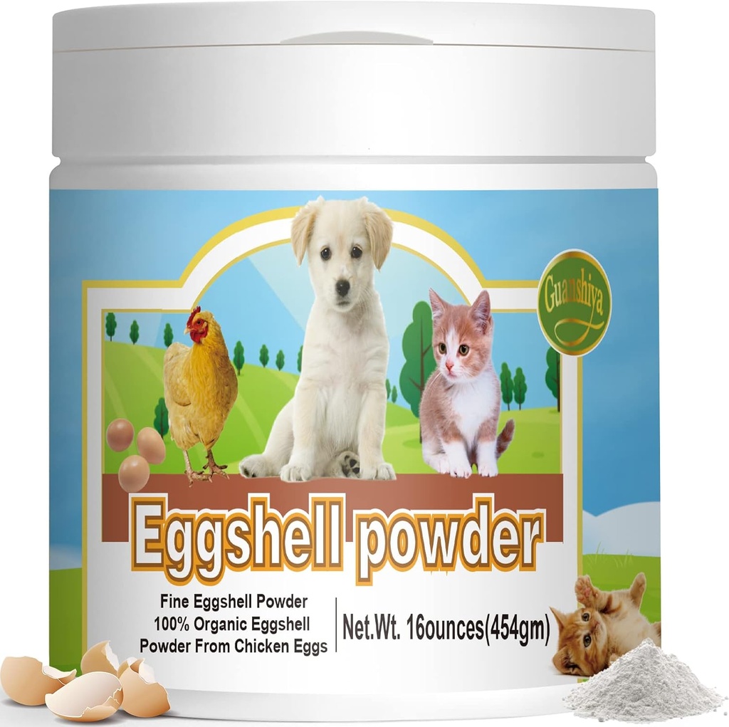 Eggshell Powder Calcium Suplemento para perros y gatos(16 oz), Grande para Osteoporosis " Trabajo de ayuda, Safe Alternative to Bone Meal Powder, Mejora los huesos, Nourishes Conjuntos, Apoyos Saludos dientes
