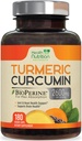 Curcumin Turmeric Suplemento 2600mg - 95% Curcuminoides con Turmeric Orgánica " BioPerine Black Pepper for Best Absorption, Nature's Vegan Joint Support, Non-GMO Tumeric, Bottled in USA - 180 Capsules
