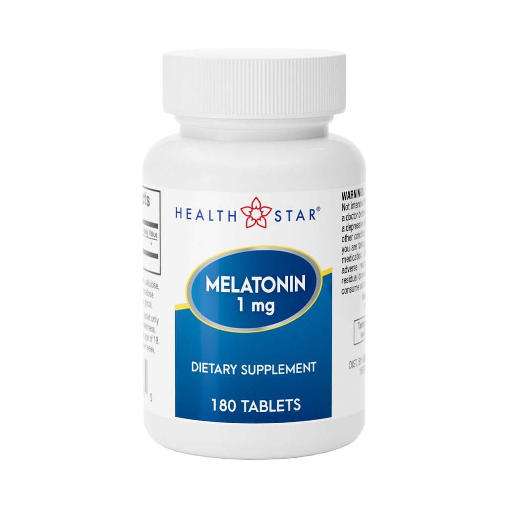 GeriCare Melatonin 1mg Apoyo al sueño Suplemento, Gentle Nighttime Sleep Aid, Non-Habit Forming, Ayuda a promover la relajación &amp; sueño reparador, Jet Lag Recovery, y Mejor descanso nocturno, 180 Tablets