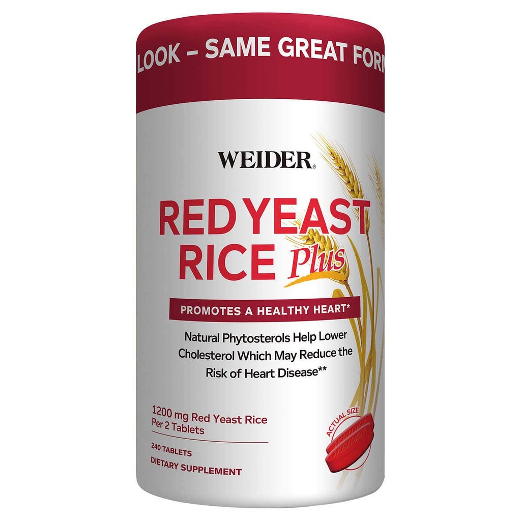 Weider Red Yeast Rice Plus 2-Pack with Phytosterols 1200 mg por 2 Tablets (240 Tablets X 2)