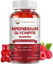 Magnesio Glycinate Gummies, Sugar suplemento de magnesio gratis con magnesio Glycinate 400mg, Magnesium L-Threonate 200mg para calma Mood, Muscle, Bone & Sleep for Adults, 60 Raspberry Gummies