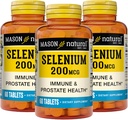 MASON NATURAL Selenium 200 mcg - Suplemento Antioxidante para Apoyo Inmunitario &amp; Salud Prostática, Mineral de Traza Esencial, 60 Tabletas (Pack of 3)