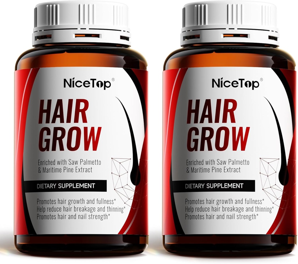 Suplemento de crecimiento del cabello, Asistencia para el cuidado del cabello para la fuerza, crecimiento de la espesor, con biotina, vitamina A, C, E, zinc, cápsulas (2)