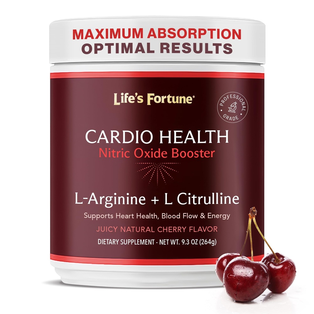 La fortuna de la vida 5000mg L- Arginina Suplemento Polvo &amp; 1000mg L-Citrulline, alta potencia Nitric Oxide Health Booster, resistencia, rendimiento del entrenamiento, sabor natural de la cereza (20 servidumbres)