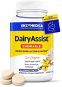 Enzymedica DairyAssist Chewable, 2-en-1 Enzymes Digestivos para Dairy, Lactose y Digestión de Casein, Fórmula de acción rápida para Gas y Alivio de Bloating, 60 Tabletas Chewable