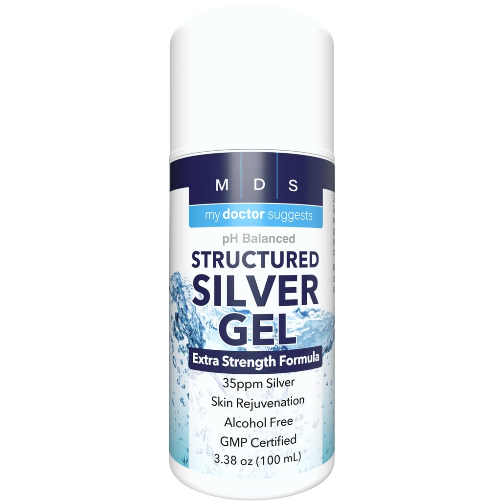 Estructurado Colloidal Plata Gel Extra Strength - Enfriamiento tópico - pH Equilibrado 35ppm Plata estructurada Provee calmante Alivio de las irritaciones de la piel de Burns
