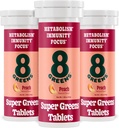 8Greens Supergreens Tablets ◾ Super Greens Powder Superfood Tablet, Metabolism Immunity & Focus, Daily Greens Effervescent Tablets, Organic: Aloe Vera, Spirulina, Chlorella, Peach, 30 Servings