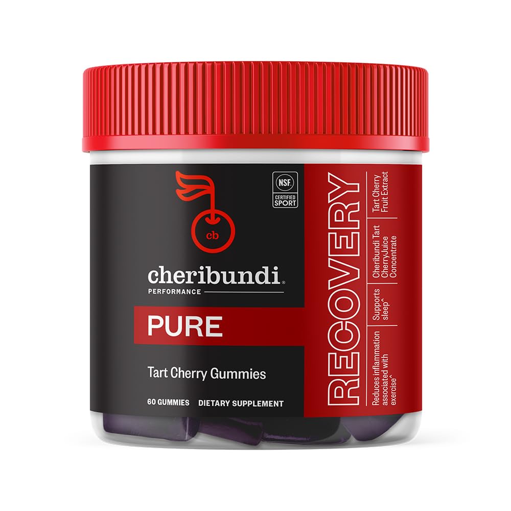 Cheribundi Tart Cherry Gummies Pura vida Rendimiento para la recuperación máxima con 25 cerezas de tarta ← Powerful Antioxidant Support, Non-GMO, Gluten-Free, Vegan TEN 20 Calories per Serving Silencio 60 Con