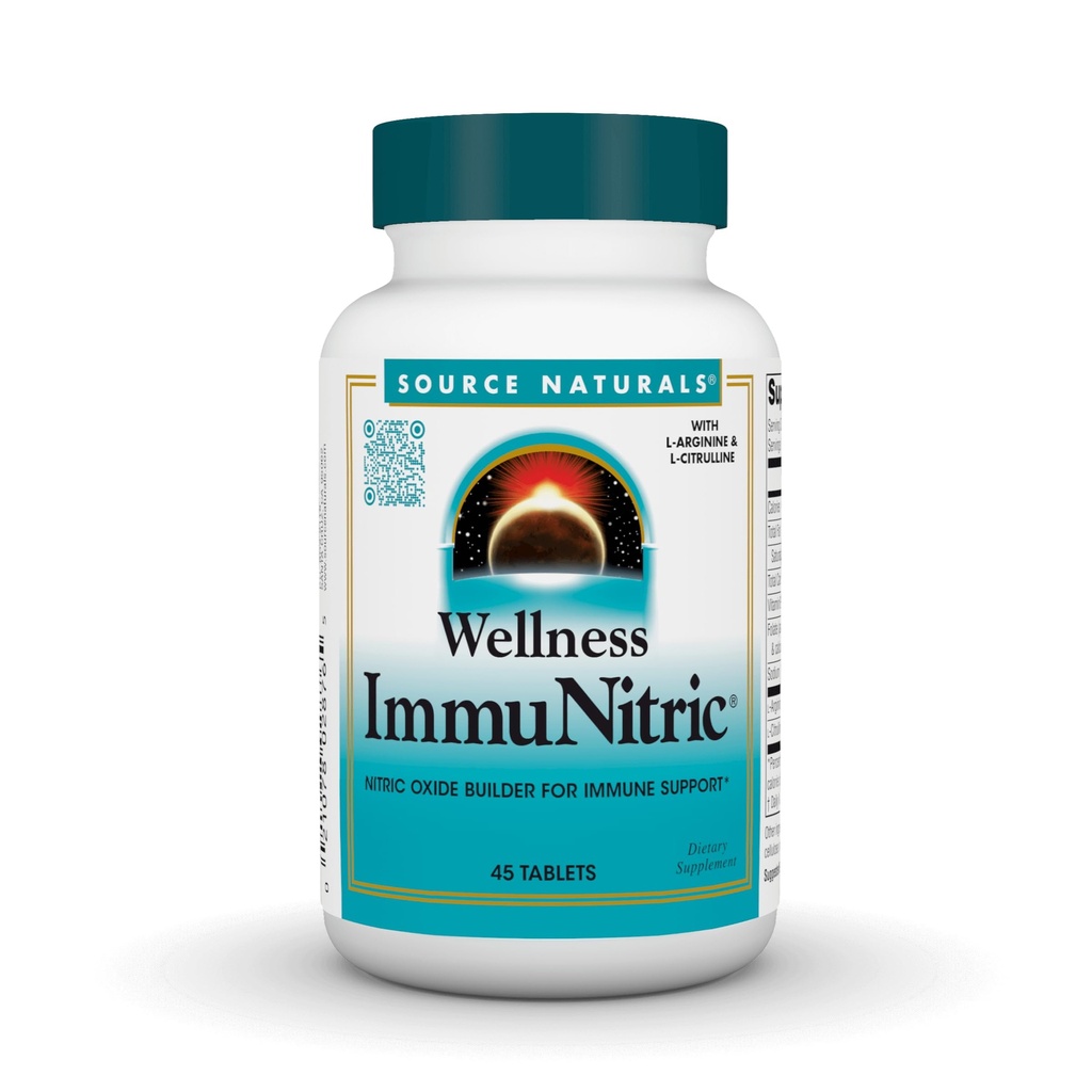 Fuente Natural Wellness Immunitric, Nitric Oxide Builder for Immune System Support*, con L-Arginine & L-Citrulline - 45 Tablets