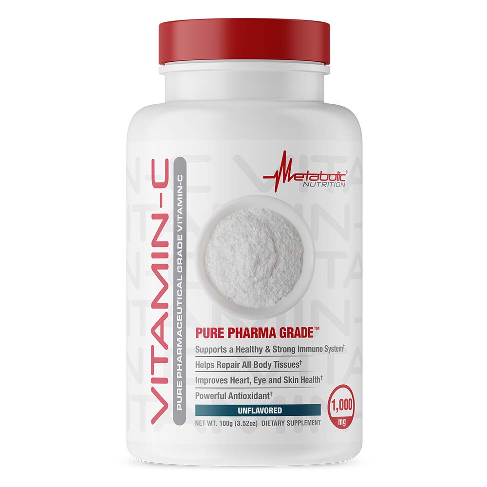 Nutrición metabólica Vitamina C, 1000 mg, Grado farmacéutico puro, Ácido ascórbico de alta absorción (100 g)