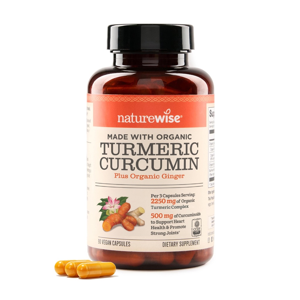 NatureWise Turmeric Curcumin 2250mg Supplement with BioPerine, 90 Capsules