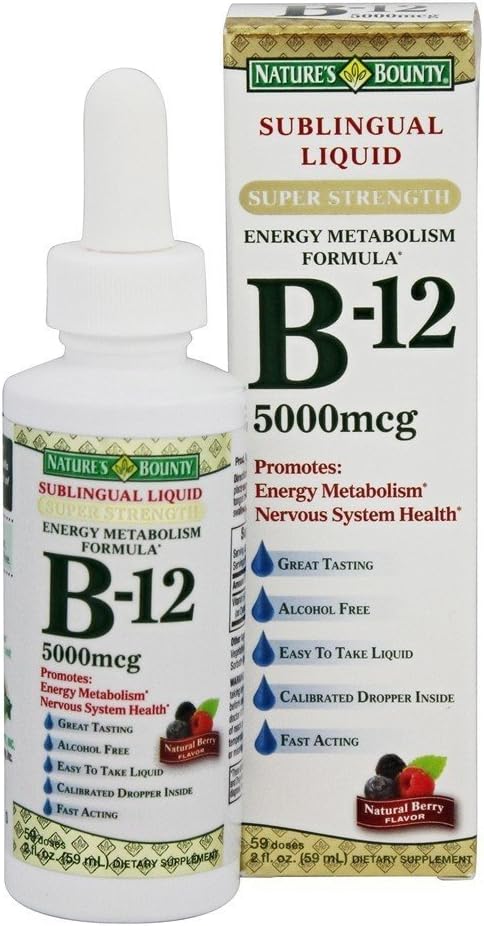 Bounty B-12 5000 mcg Sublingual Liquid Energy Health 2 oz (Pack of 9)