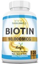 Biotina 10.000 mcg Alta potencia - Cabello natural, piel, uñas &amp; metabolismo 120 cápsulas